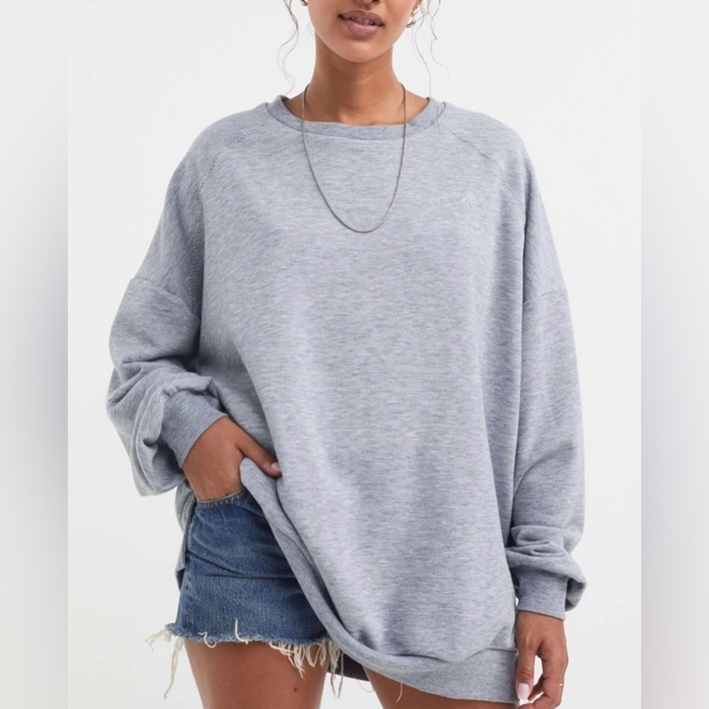 NWT For Love & Lemons Alex Heather Grey Pullover Sweatshirt Winter Long Sleeves